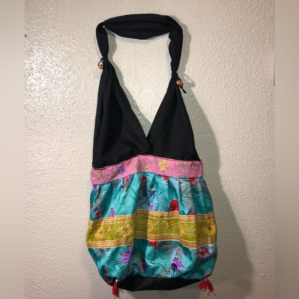 Toni In India Rayon Women’s Crossbody 17” X 21” Multi Color Zipper Beads $15.00